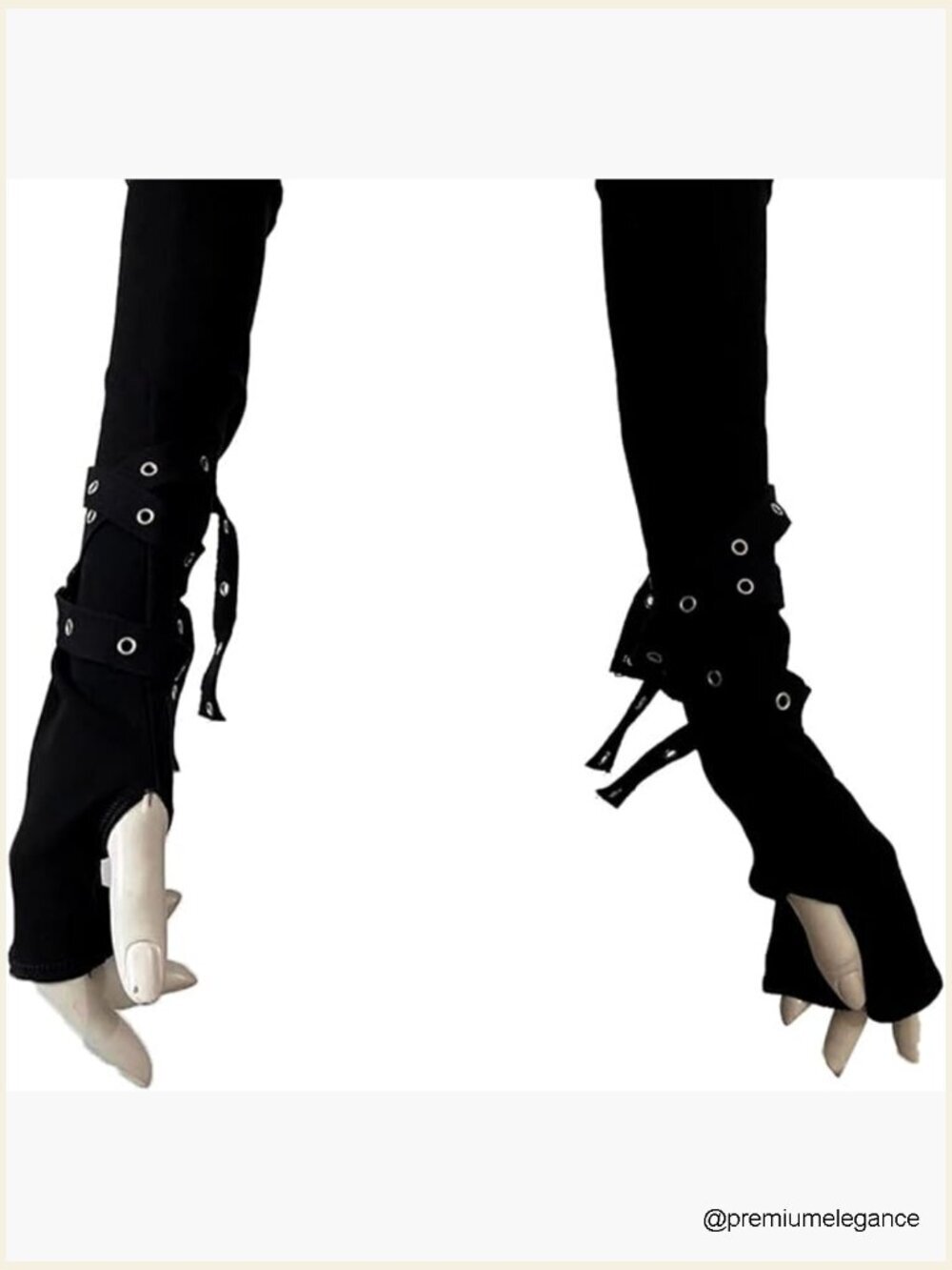 Goth Fingerless Gloves Lace Up Punk Stretchy Arm Sleeves Cosplay Costume